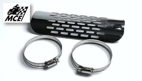 MCE Universal Chrome Motorbike Exhaust Heat Shield 7" long 1-1/2" to 2" Outer