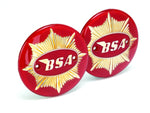 BSA GOLD STAR TANK BADGES RED 1 PAIR 65-8228 65-8193