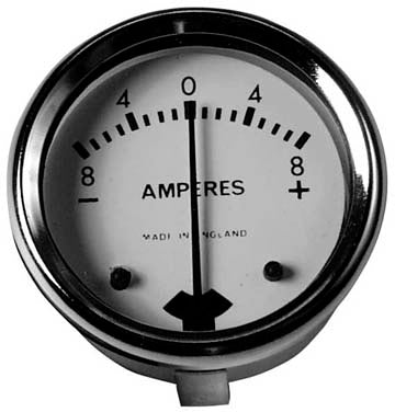 8 amp Ammeter 1 3/4" Inch White Dial Reading 8-0-8 Uk Made BSA Norton Triumph