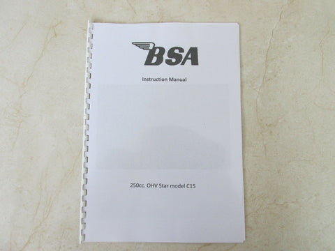 BSA 250 OHV Star C15 Owners Workshop Maintenance Manual